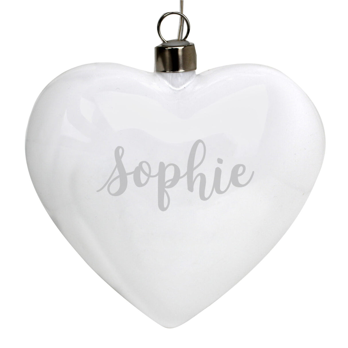 Personalised Name Only LED Hanging Glass Heart - LED Lighting at Gift Moments