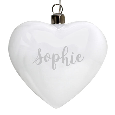 Personalised Name Only LED Hanging Glass Heart - LED Lighting at Gift Moments