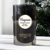 Personalised Opulent Smoked Glass LED Candle - LED Lighting at Gift Moments