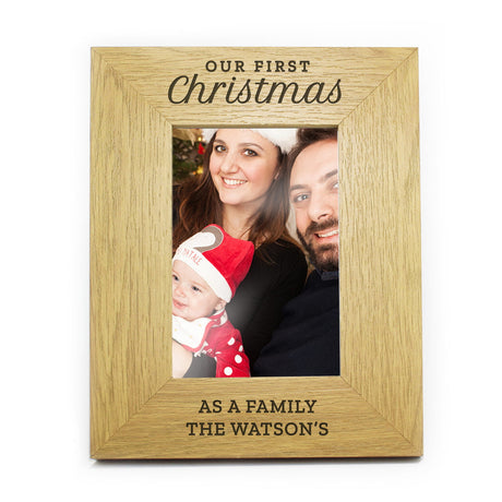 Personalised 'Our First Christmas' Oak Finish Photo Frame - Photo Frames at Gift Moments