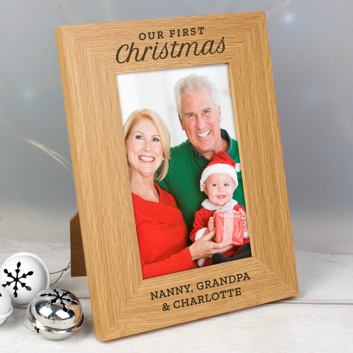 Personalised 'Our First Christmas' Oak Finish Photo Frame - Photo Frames at Gift Moments