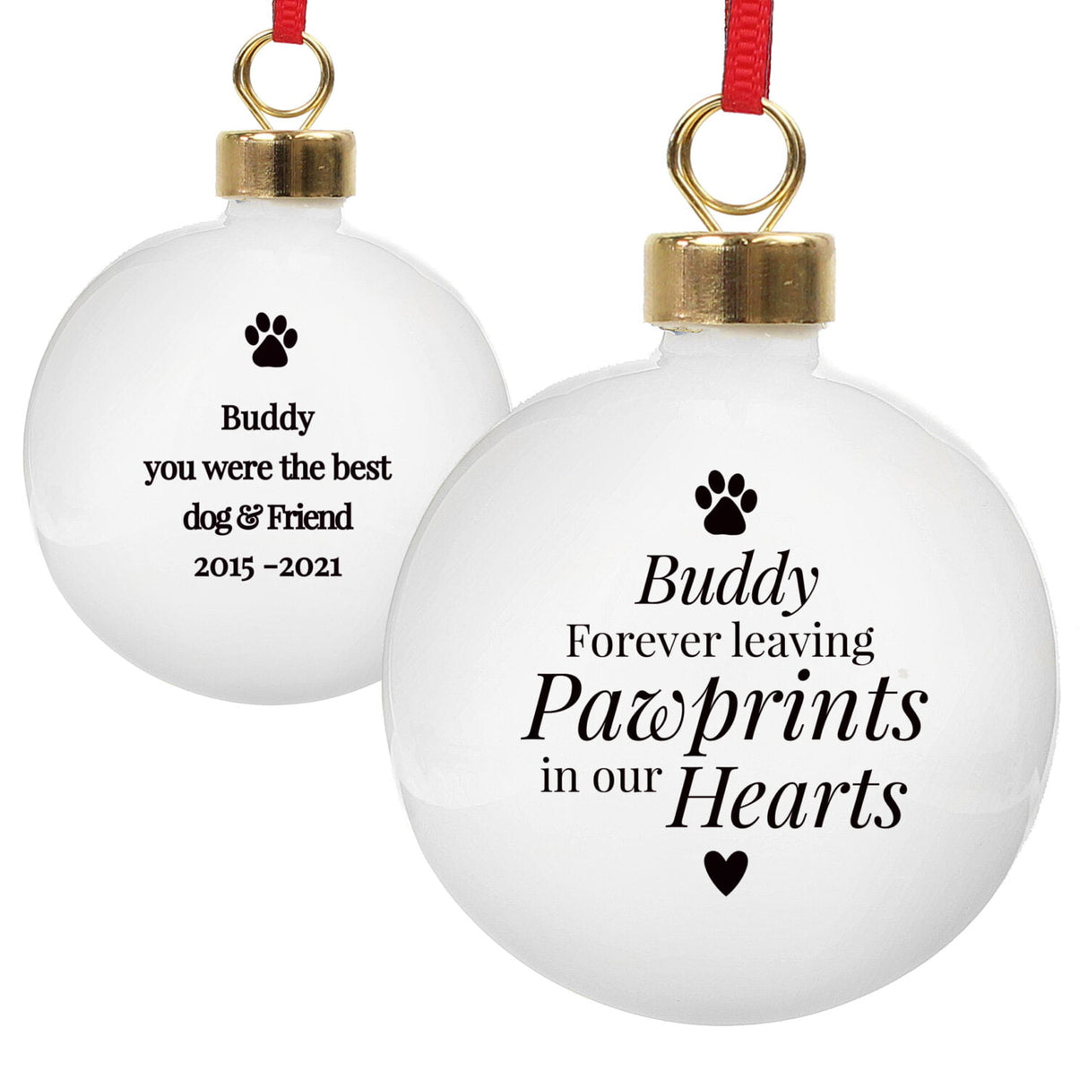 Pawprints Memorial Bauble - Gift Moments