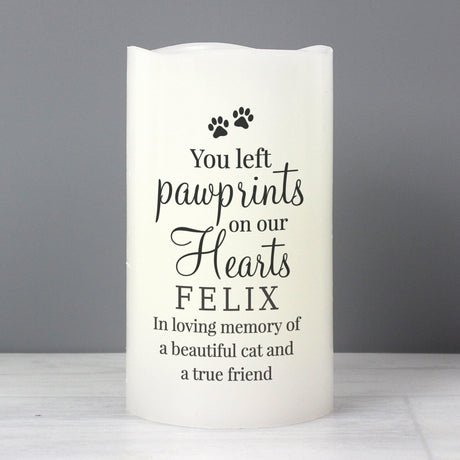 Personalised Pawprints On Our Hearts LED Candle - LED Lighting at Gift Moments