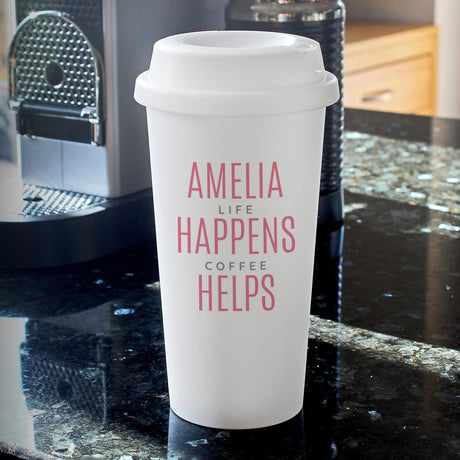 Pink Slogan Double Walled Travel Mug - Gift Moments