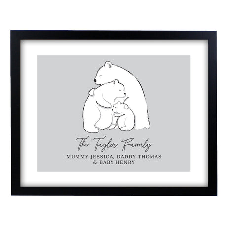 Personalised Polar Bear Family Print: 4 - Framed Prints By Gift Moments