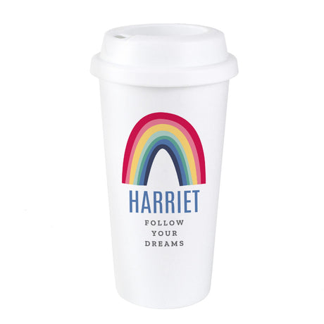 Personalised Rainbow Insulated Reusable Eco Travel Cup - Travel Mugs at Gift Moments