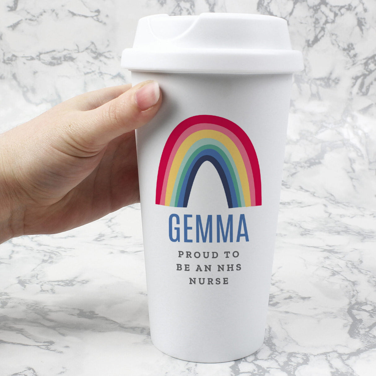 Personalised Rainbow Insulated Travel Cup: 1 - Travel Mugs By Gift Moments