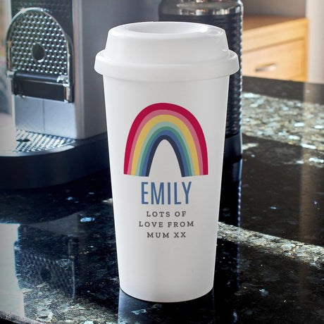 Personalised Rainbow Insulated Reusable Eco Travel Cup - Travel Mugs at Gift Moments