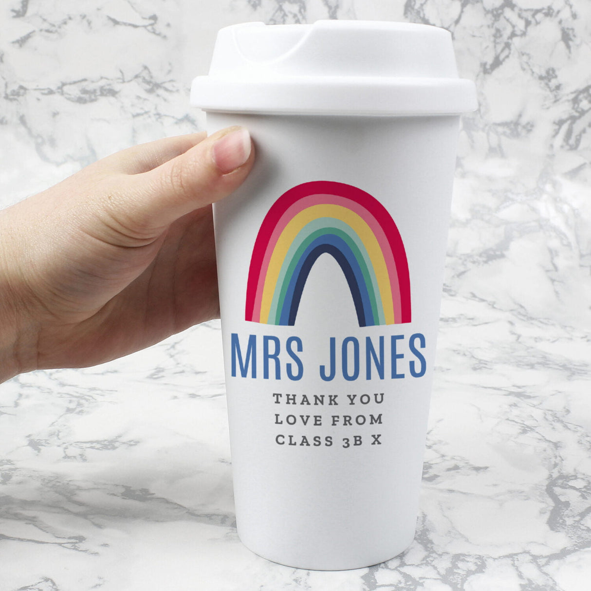 Personalised Rainbow Insulated Travel Cup: 3 - Travel Mugs By Gift Moments