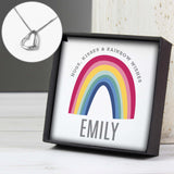 Personalised Rainbow Sentiment Silver Tone Necklace and Box - Necklaces at Gift Moments