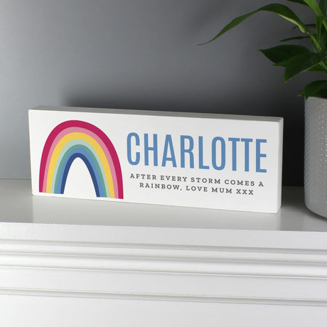 Personalised Rainbow Wooden Block Sign - Signs & Plaques at Gift Moments