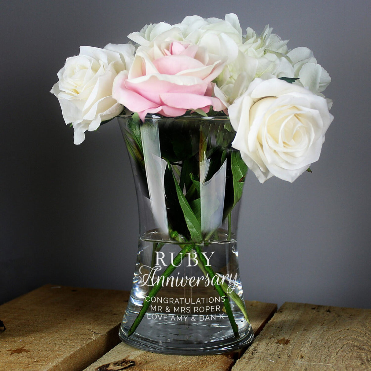 Personalised Ruby Anniversary Glass Vase: 5 - Vases By Gift Moments