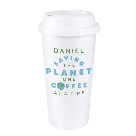 Personalised 'Saving the Planet' Insulated Reusable Eco Travel Cup - Travel Mugs at Gift Moments