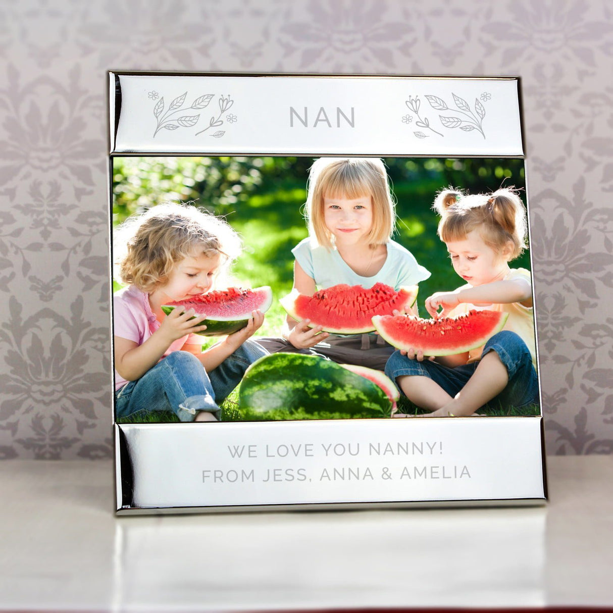 Personalised Silver Floral 6x4 Photo Frame - Photo Frames at Gift Moments