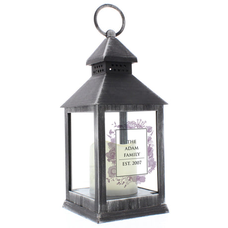 Personalised Soft Watercolour Rustic Black Lantern - LED Lighting at Gift Moments