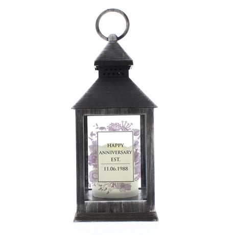 Personalised Soft Watercolour Rustic Black Lantern - LED Lighting at Gift Moments