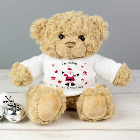 Personalised Spotty Santa Teddy Bear - Teddy Bears & Soft Toys at Gift Moments