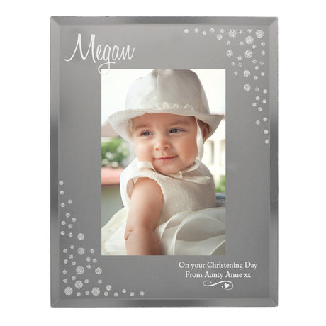 Personalised Swirls & Hearts Diamante 6x4 Glass Photo Frame - Photo Frames at Gift Moments