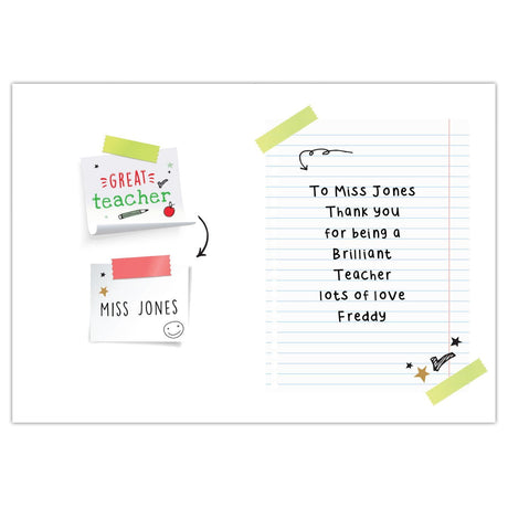 Personalised Thank You Teacher Card - Greeting Cards at Gift Moments