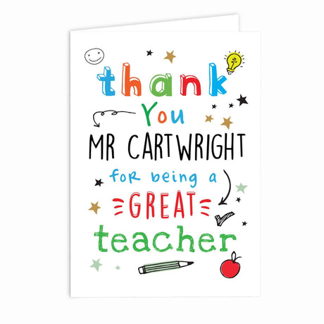 Personalised Thank You Teacher Card - Greeting Cards at Gift Moments