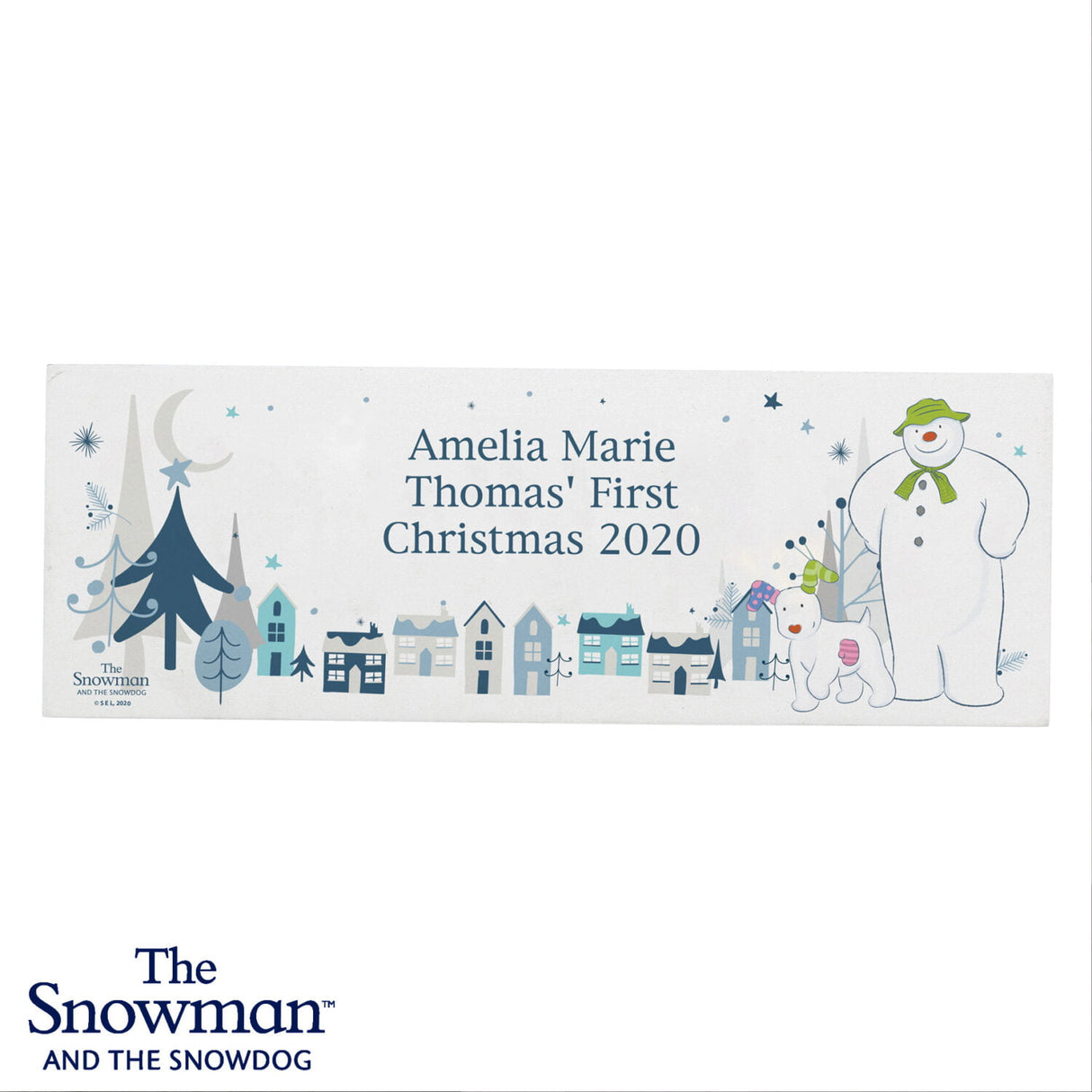 The Snowman and the Snowdog Wooden Block Sign - Gift Moments