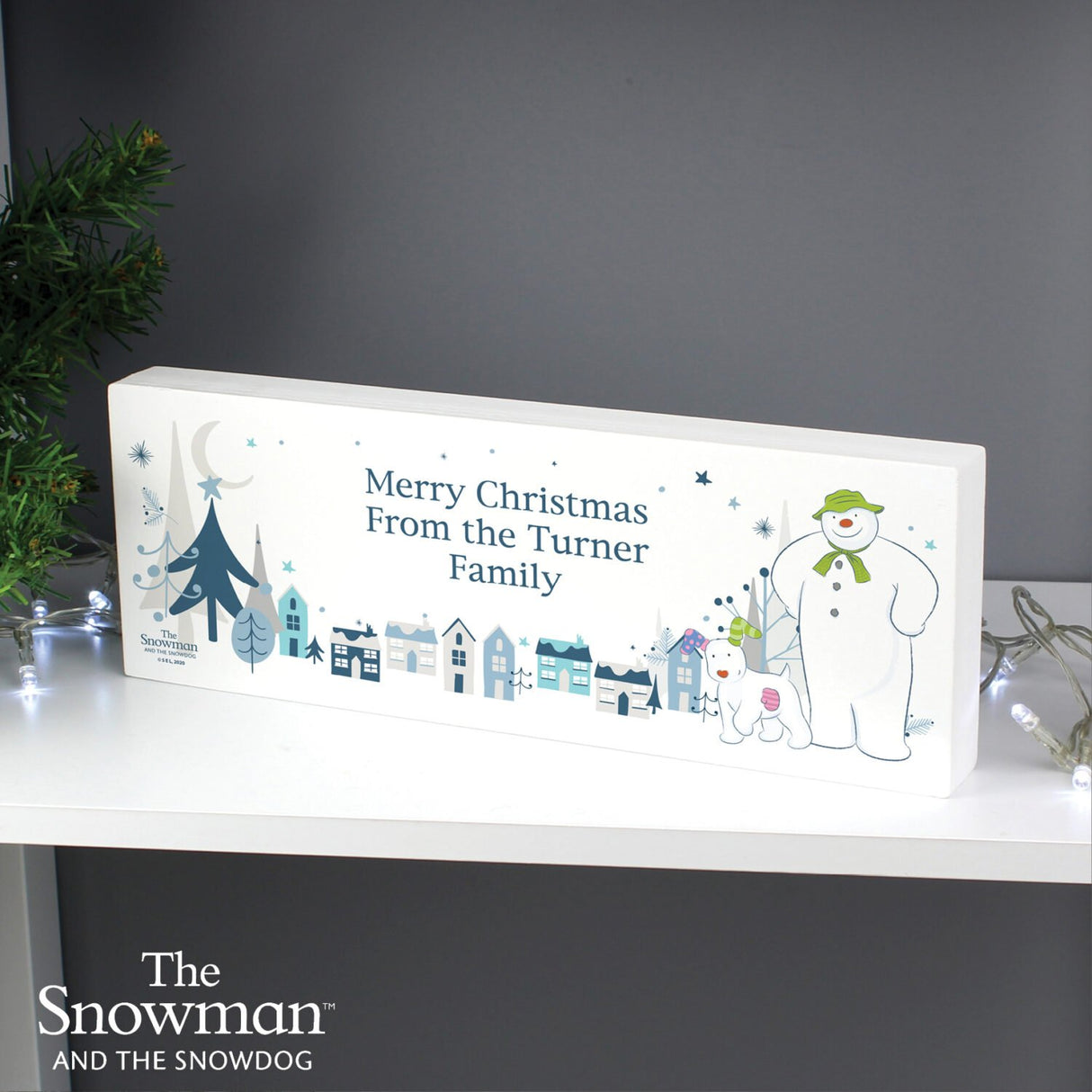 The Snowman and the Snowdog Wooden Block Sign - Gift Moments