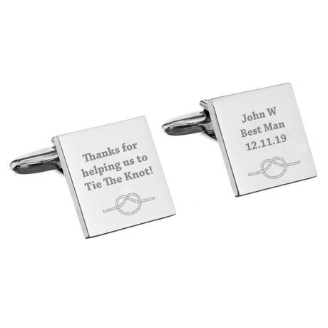 Personalised Tie the Knot Square Cufflinks - Cufflinks & Tie Slides at Gift Moments