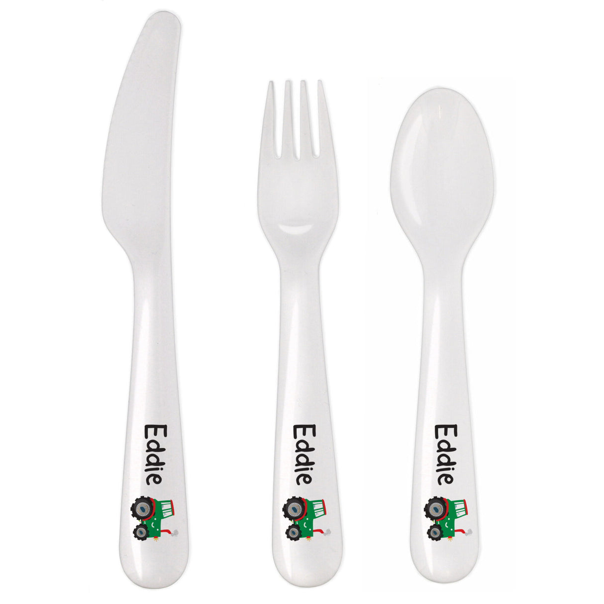 Personalised Tractor 3 Piece Plastic Cutlery Set - Cutlery Sets at Gift Moments