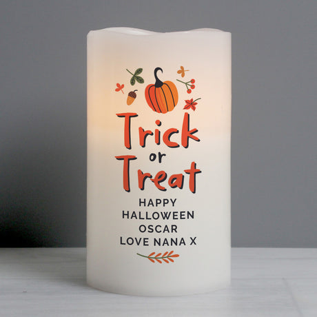 Personalised Trick or Treat LED Candle - LED Lighting at Gift Moments