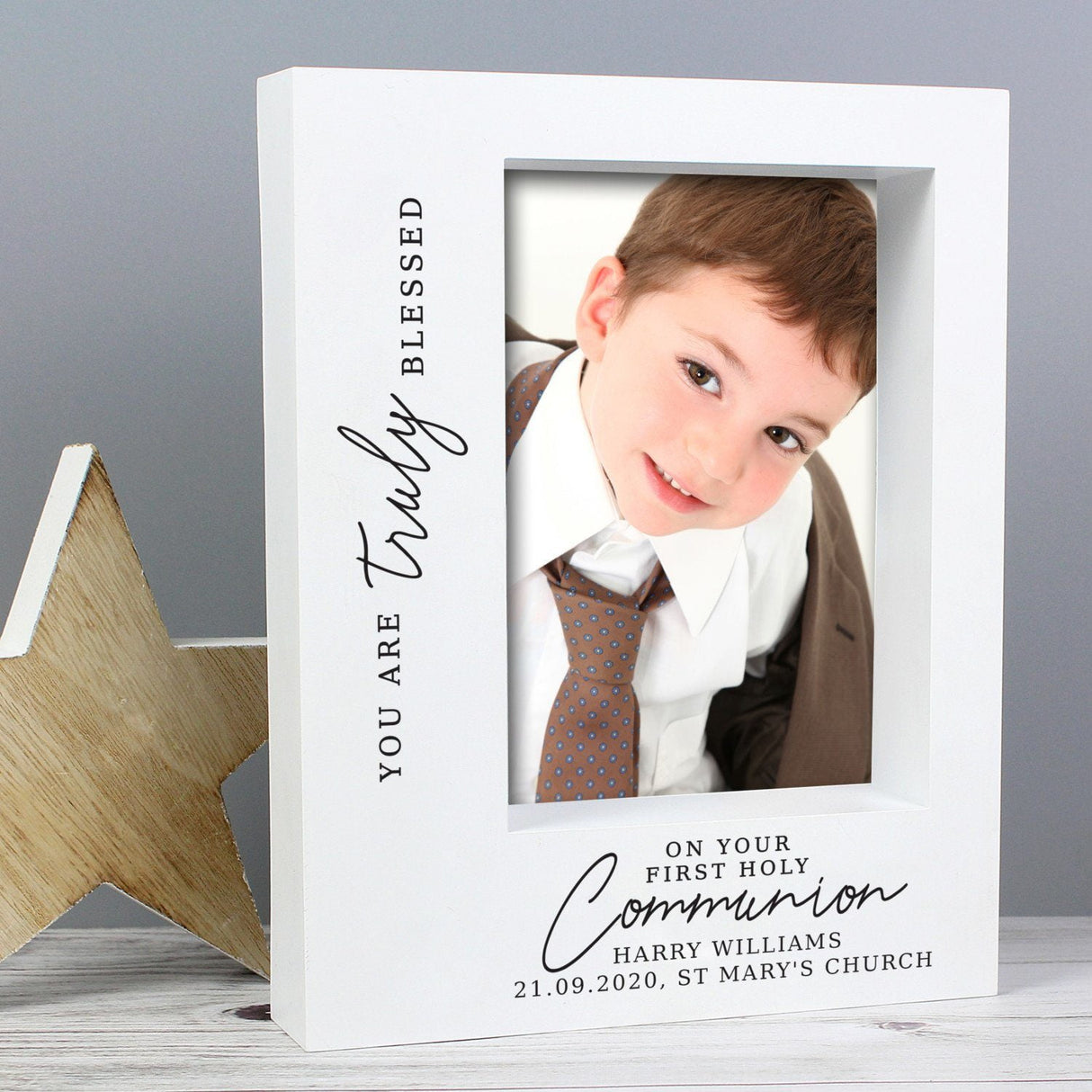 Personalised Truly Blessed First Holy Communion Box Photo Frame - Photo Frames at Gift Moments