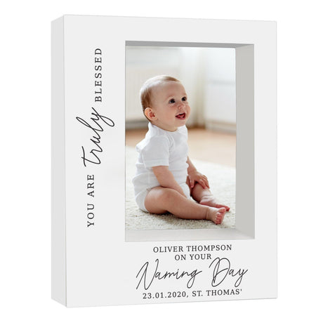 Personalised Truly Blessed Naming Day 5x7 Box Photo Frame - Photo Frames at Gift Moments