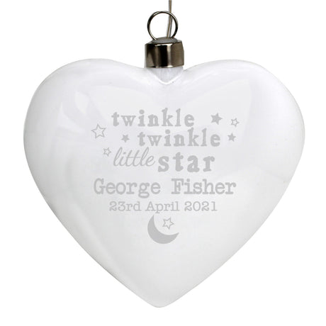 Personalised Twinkle Twinkle LED Hanging Glass Heart - LED Lighting at Gift Moments