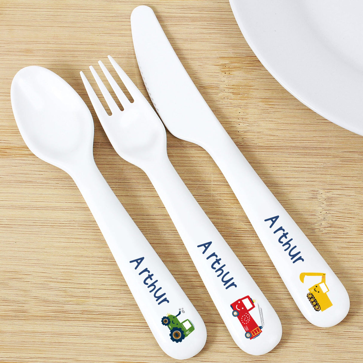 Personalised Vehicles Plastic Cutlery Set - Cutlery Sets at Gift Moments