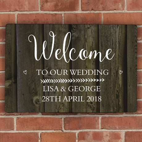 Personalised Walnut Wood Grain Metal Sign - Signs & Plaques at Gift Moments