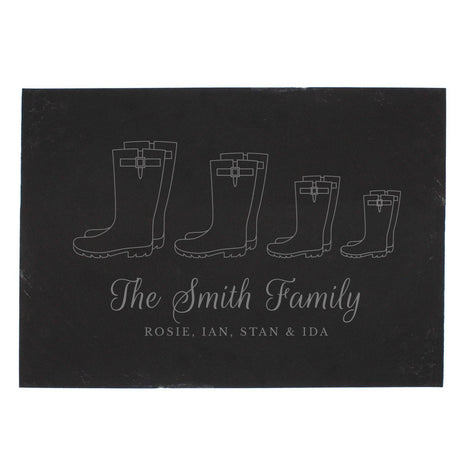 Personalised Welly Boot Family of Four Slate Placemat - Signs & Plaques at Gift Moments