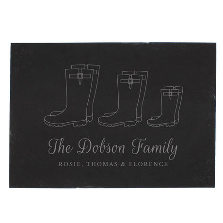 Personalised Welly Boot Family of Three Slate Placemat - Signs & Plaques at Gift Moments