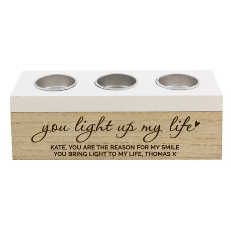 Personalised You Light Up My Life Triple Tea Light Box - Candle Holders at Gift Moments